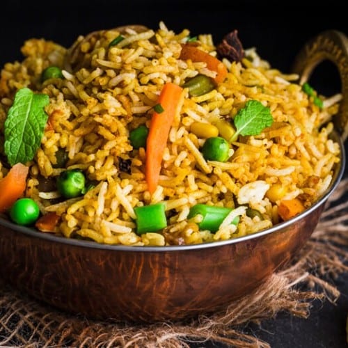 Mixed Vegetable Biryani.