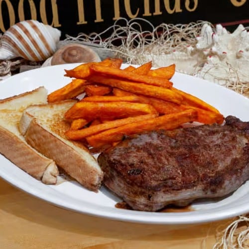 Steak (6oz Ribeye) & Jumbo Shrimp.