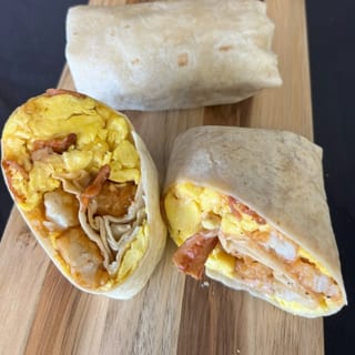 Bacon Breakfast Burritos and Fresh Fruit Platter 