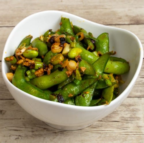 Spicy Garlic Edamame.