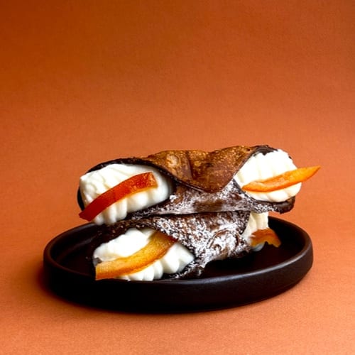 Cannoli filled with sheep ricotta.