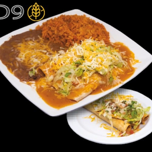 D9 Enchilada & 3 Rolled Taquitos.