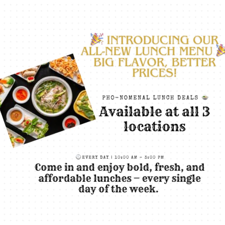 Introducing Our All-New Lunch Menu 🎉