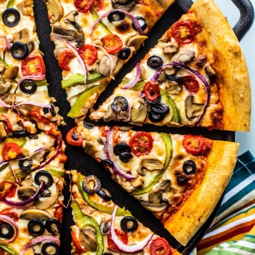 Spicy Veggie Works Pizza.