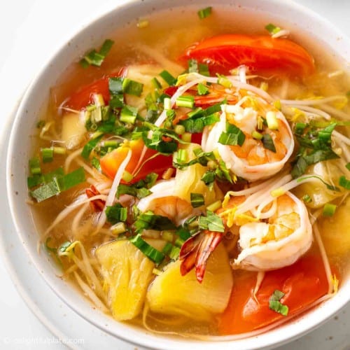 Vietnamese Sour Shrimp Soup.
