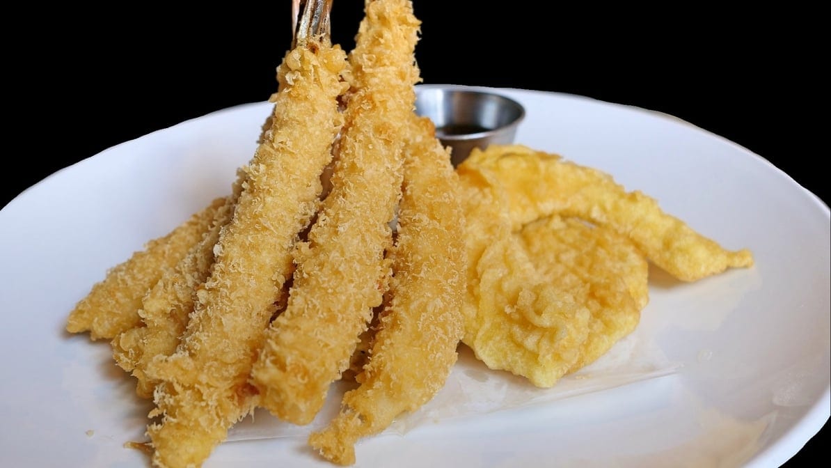Shrimp and Vegetable Tempura Dinner.