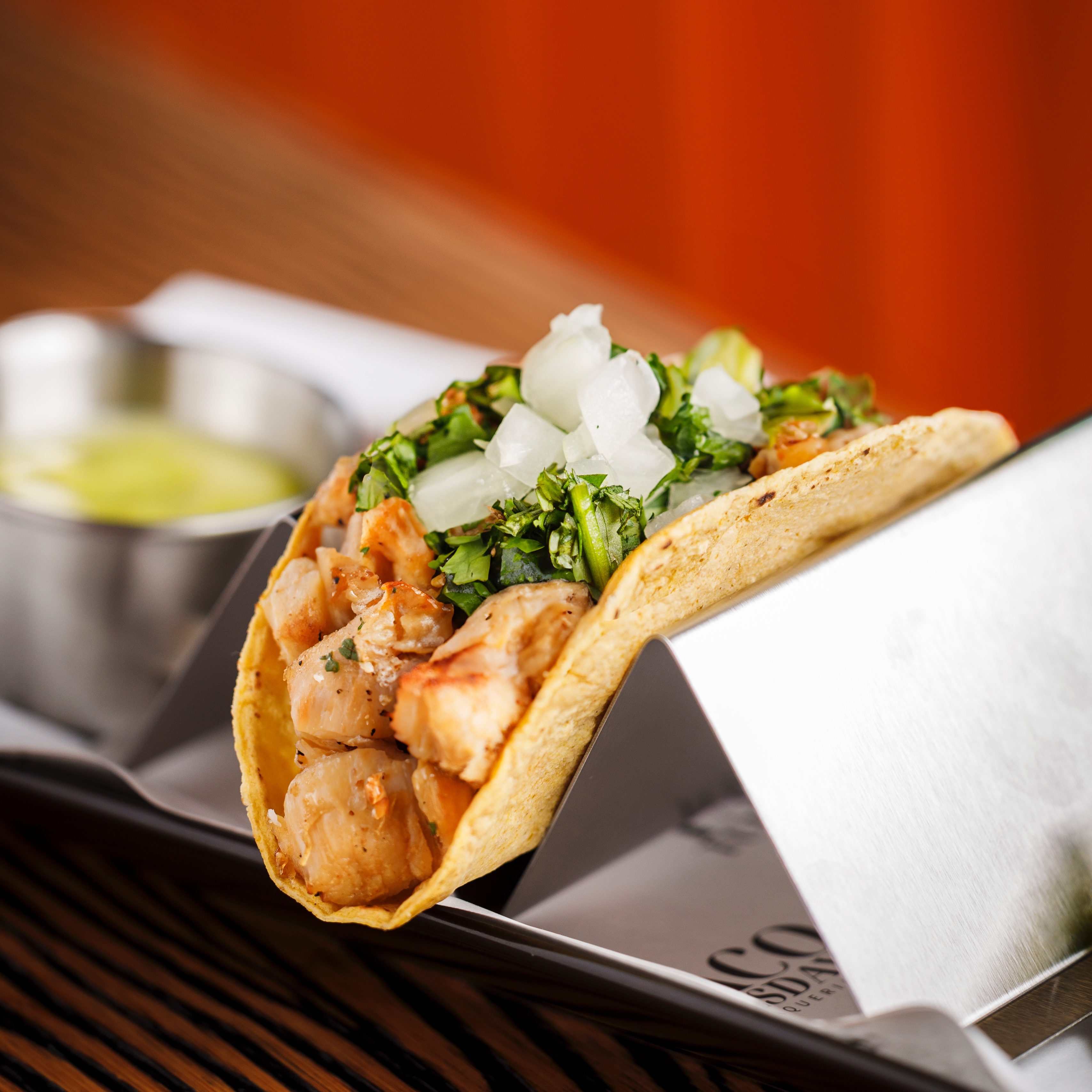 Grilled chicken taco.