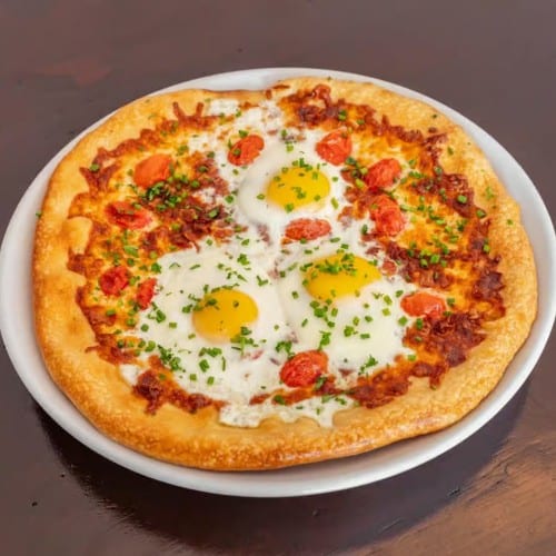Sunny Side Sausage Delight Pizza.