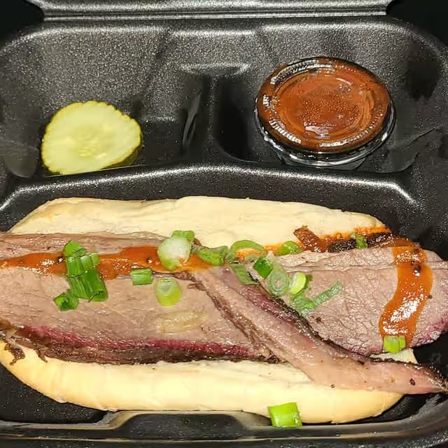 Sliced Brisket Sandwich.