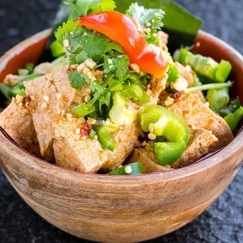 Fried Tofu with Sweet Chili Sauce.