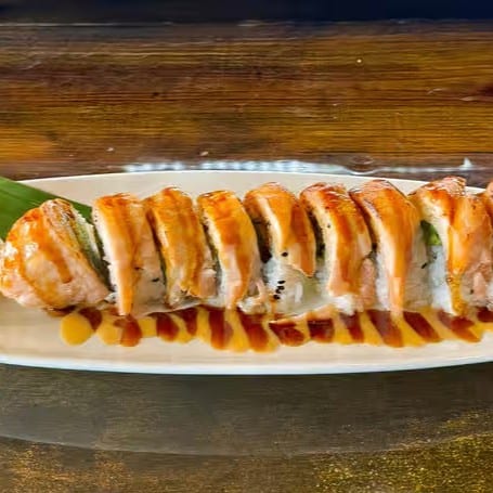 Seared Salmon Belly Roll.