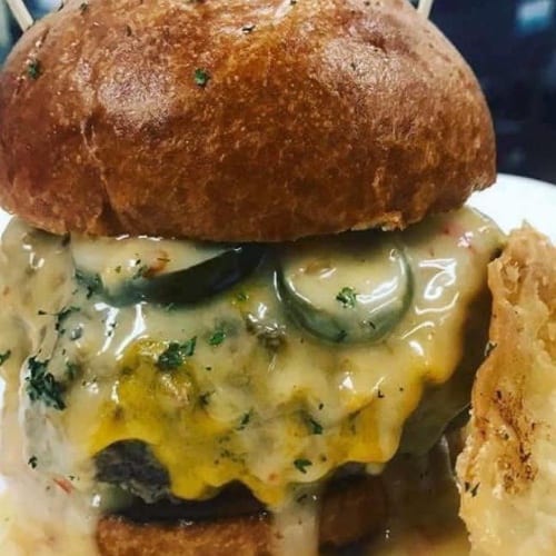 Crab Rangoon Stuffed Burger.