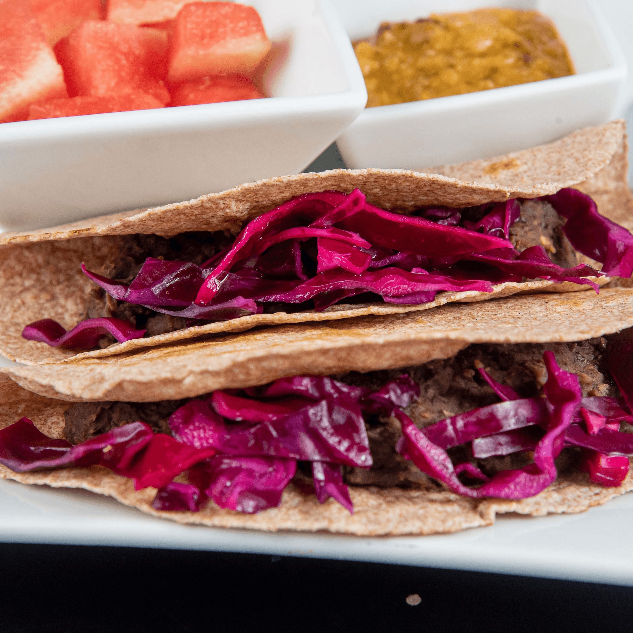 Black Bean Soy-Rizo Tacos.
