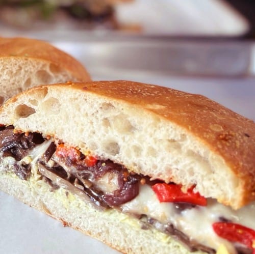 Mushroom & Artichoke "Cheesesteak" Sandwich.