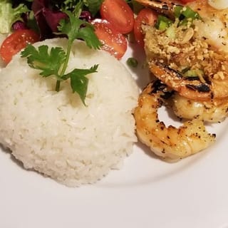 The Grilled Jumbo Shrimps Coconut Rice Platter