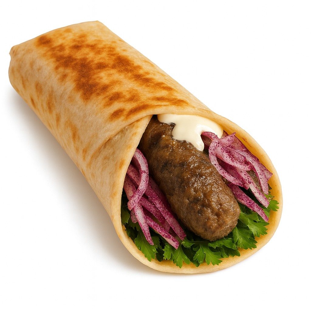 Egyptian Kofta Kabob Wrap.