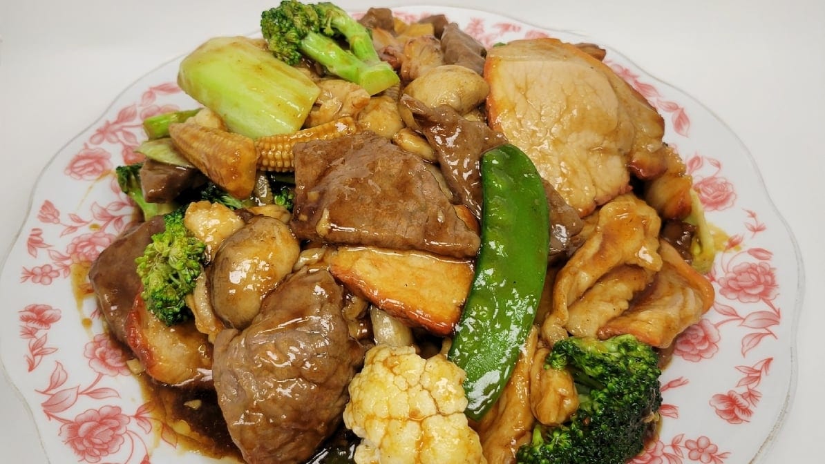 Delight of Roast Pork, Chicken, and Beef.