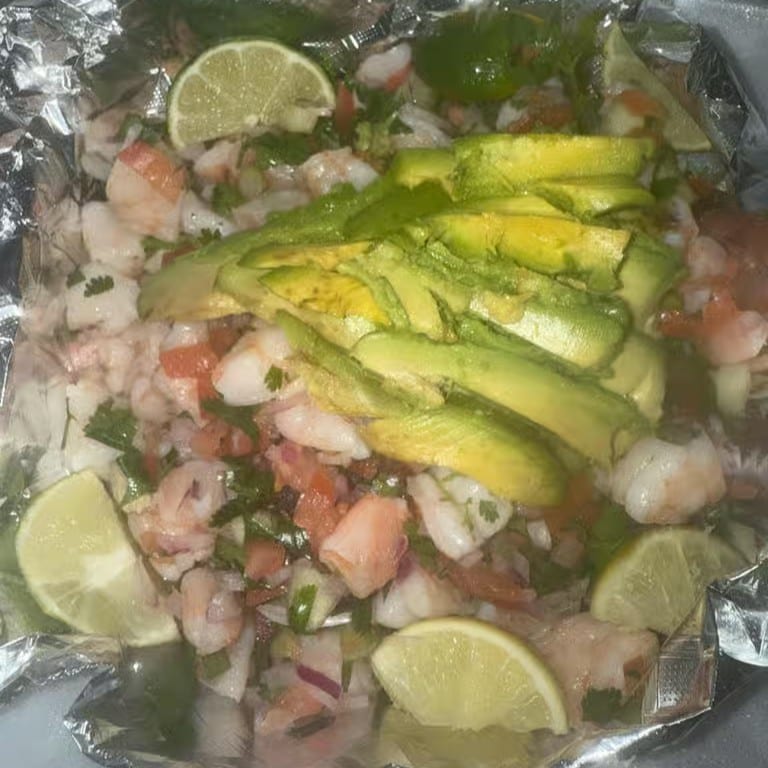 Mango shrimp ceviche.