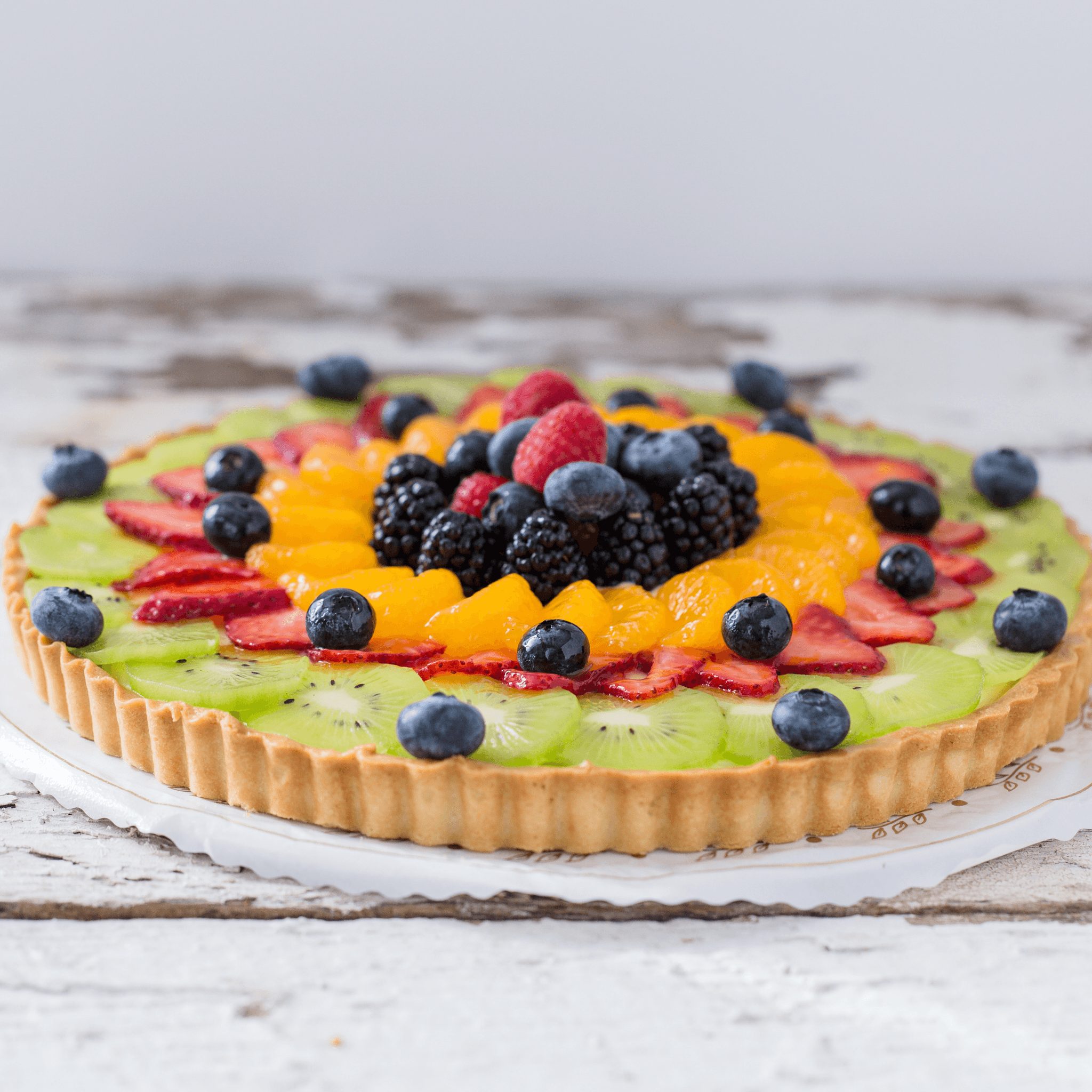 9" Fresh Fruit Bavarian Cream Tart -2 Day Pre order.