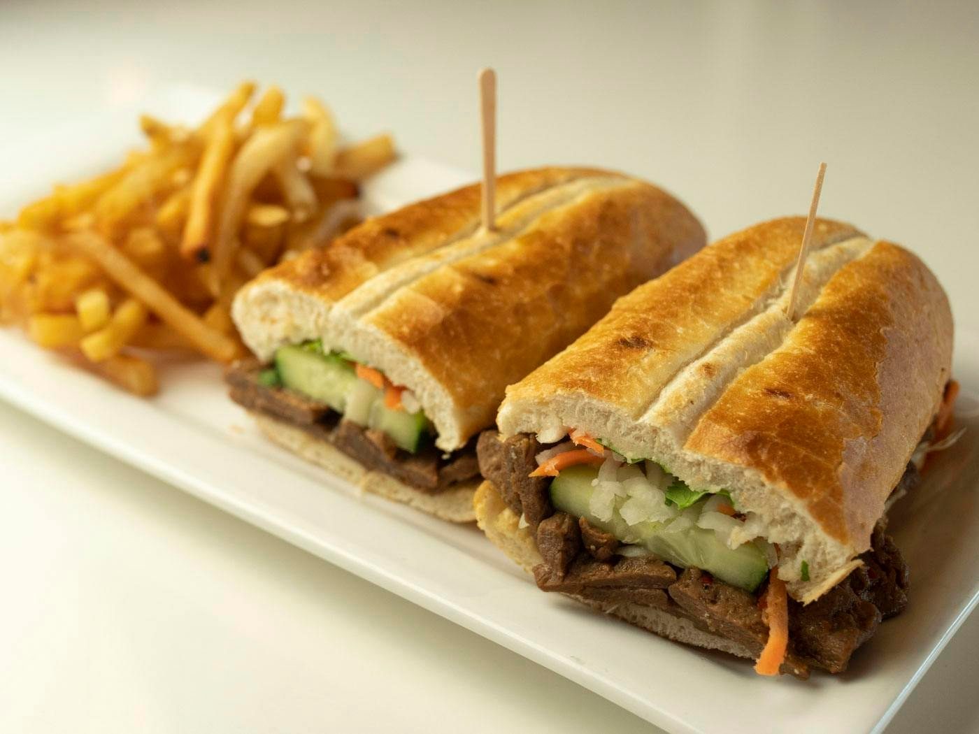 Vegetarian (Mock Beef) Banh Mi.