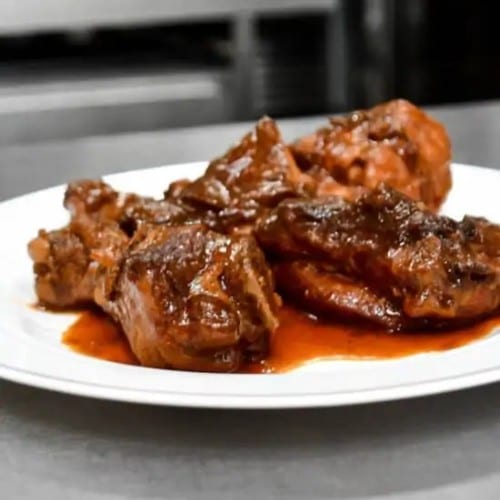 2- Stew Chicken with Jasmine Rice Cabbage and Plantains.