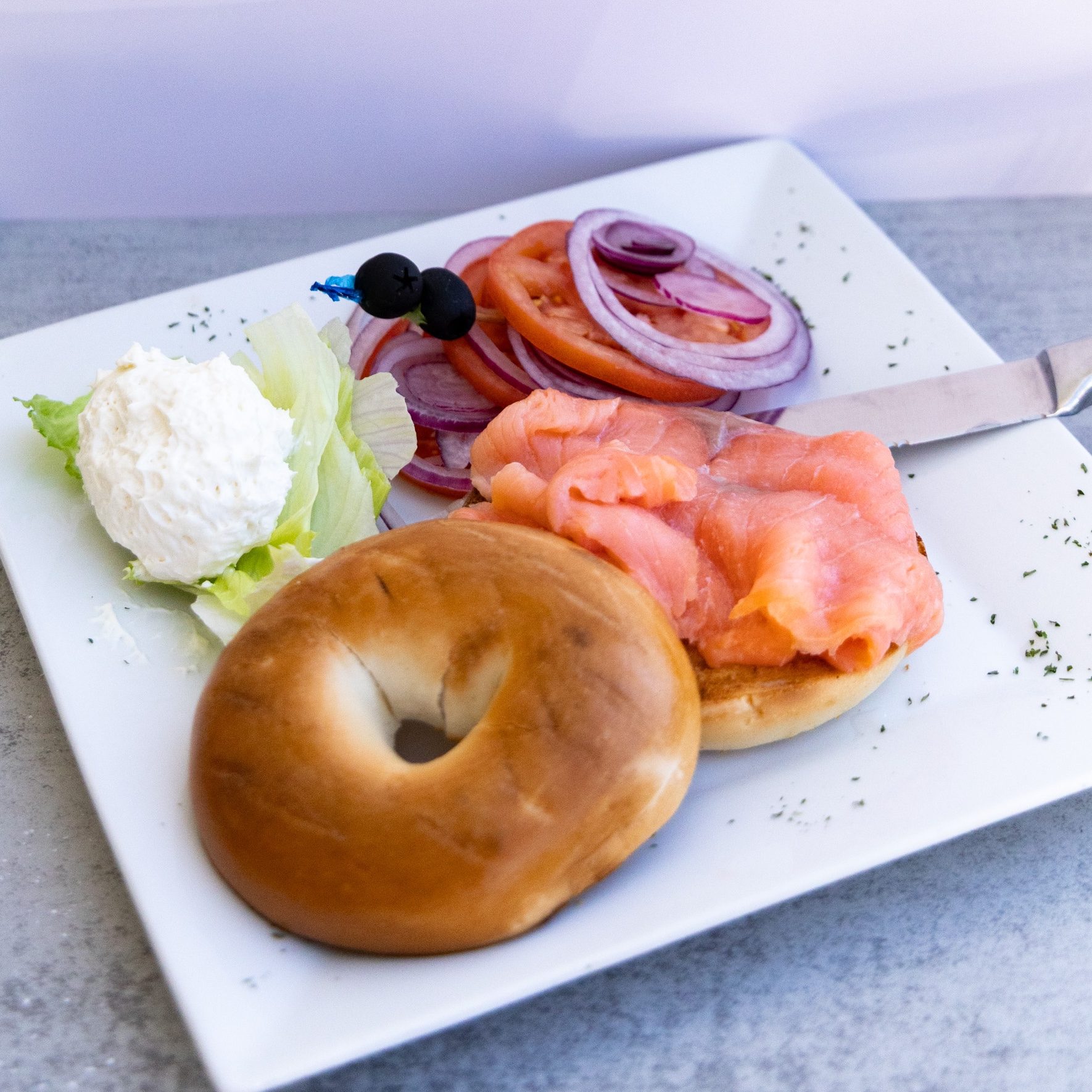 Nova Lox & Cream Cheese Bagel.