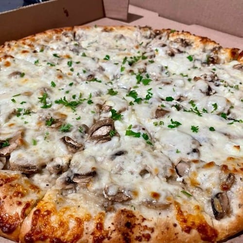 16" Mushroom Pizza.