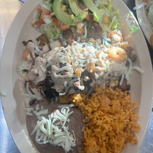 Steak And Shrimp Platter.