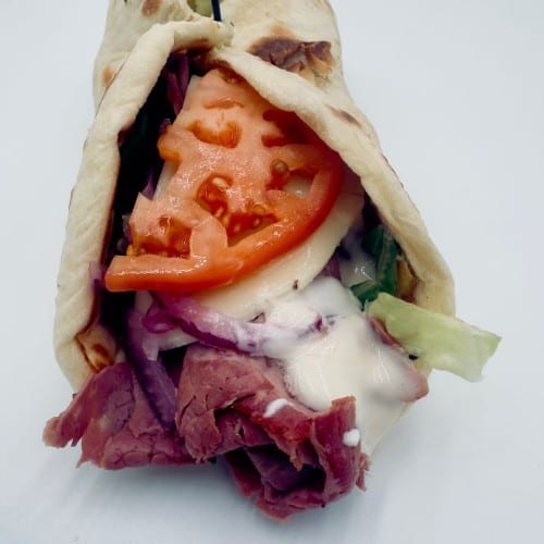 Smoked Corn Beef Brisket Pita.