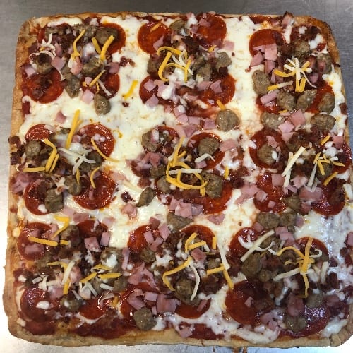 Plain Cheese Sicilian Pizza.