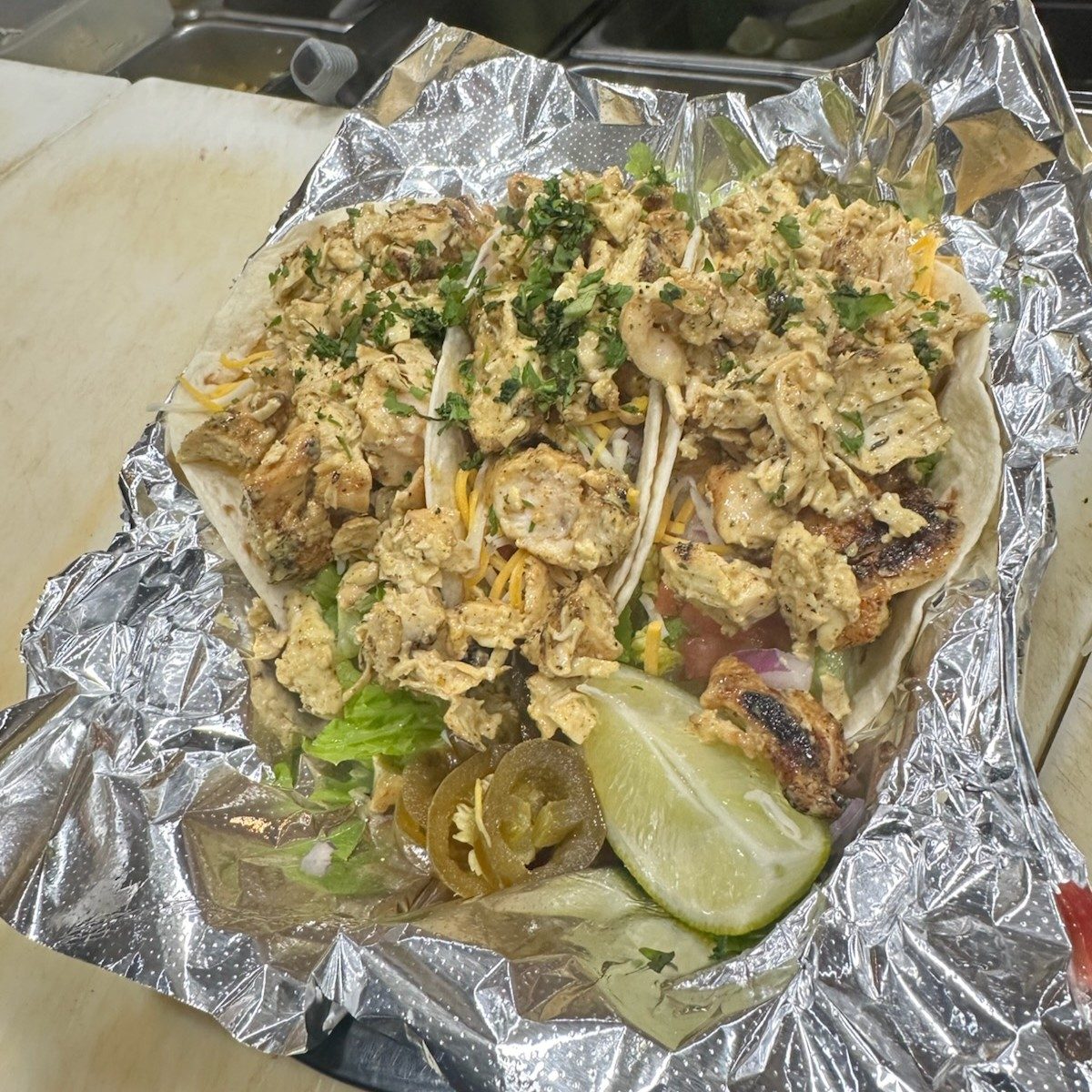 Grilled Chicken Curry Tacos.