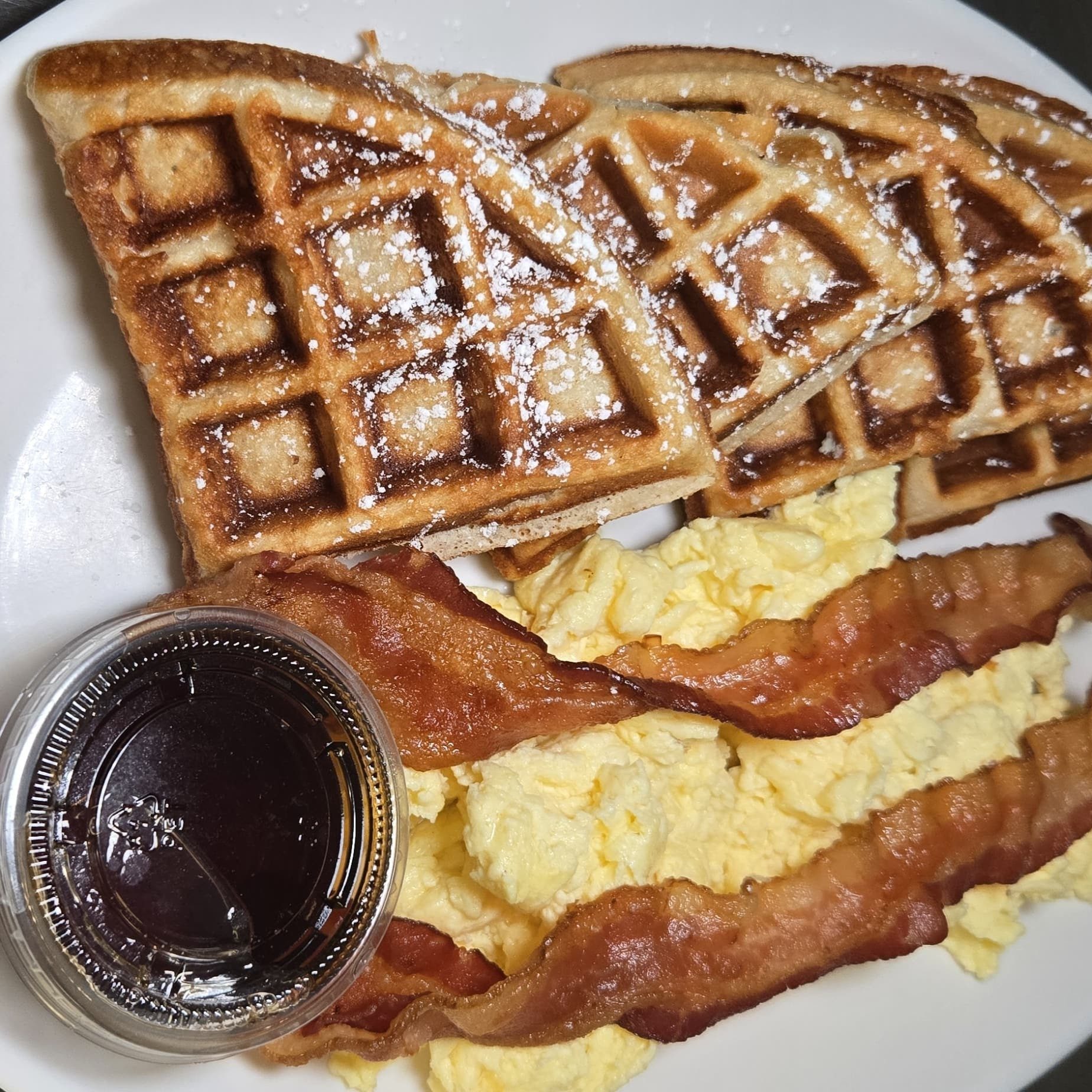 WAFFLES & EGGS PLATE.