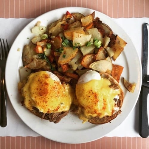 Mexican Benedict with Chorizo.