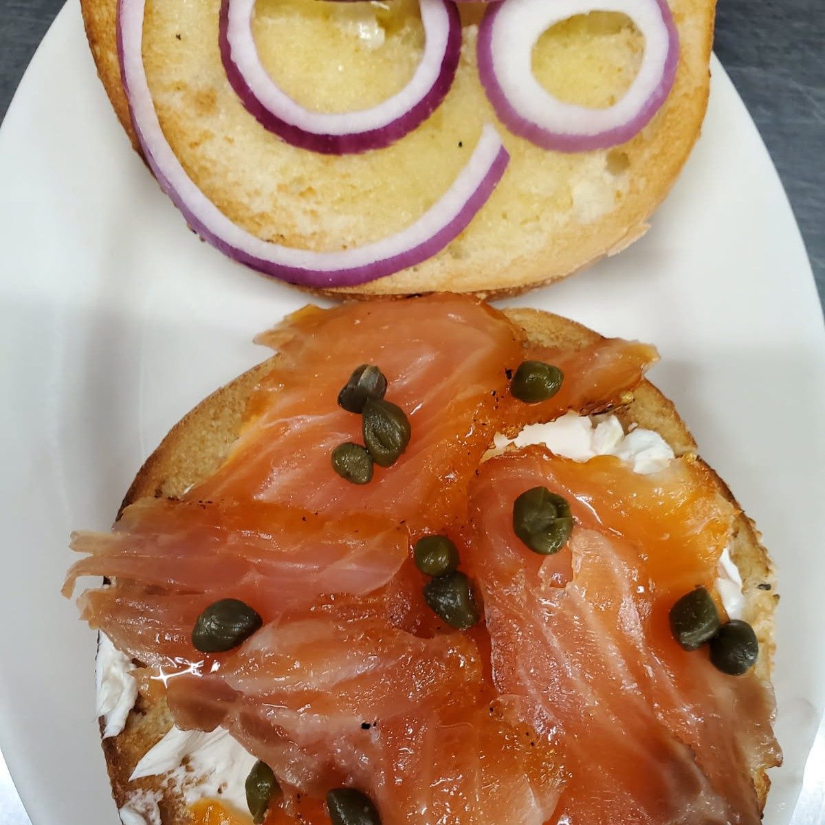 Bagel with Cream Cheese & Smoked Salmon.