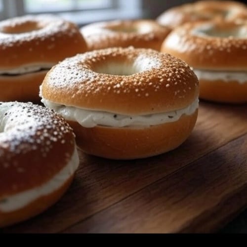 Toasted Bagels & Cream Cheese for Four.