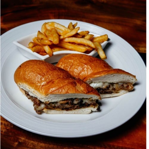 Philly Cheese Steak Hoagie Sandwich.