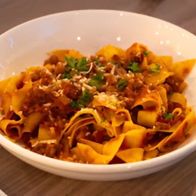 Pappardelle Bolognese.