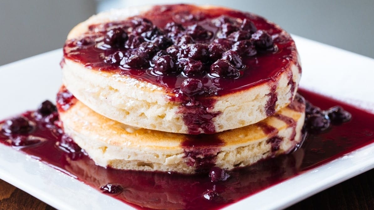 Vegan Pancakes (2 Pieces) & Blueberry Sauce.