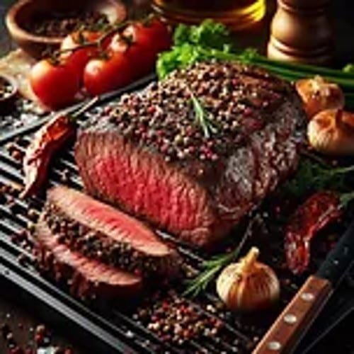 #2P- Seared Pepper Corn Steak.