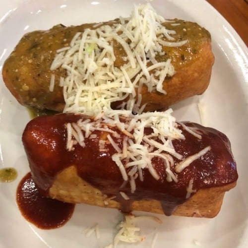 Pork Chile Verde Chimichangas.