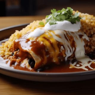 40. Enchilada, Rice & Beans