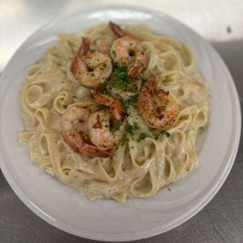 Fettuccine Alfredo plate.