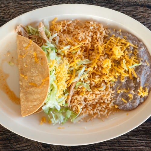 One Chicken Taco Combination with Soda & Side.