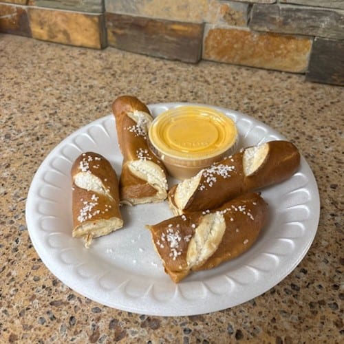Pretzel Sticks & Beer Cheese Dip Sauce.