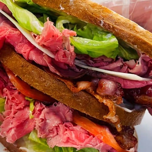 Roast Beef Club Sandwich.
