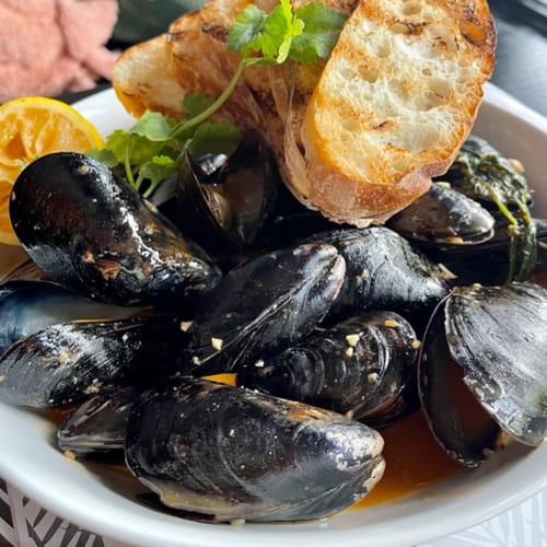 Coconut Kimchi Mussels.