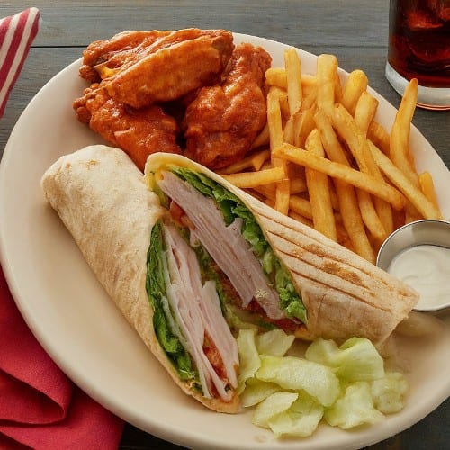 Wrap and 5 Pieces Wings Combo.