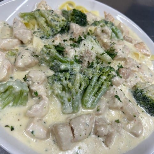 Chicken & Broccoli Alfredo Pasta.
