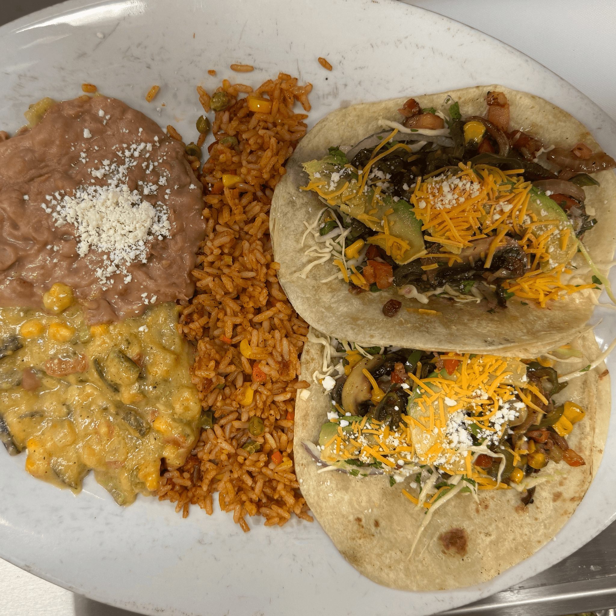 Vegetarian Taco Plate.