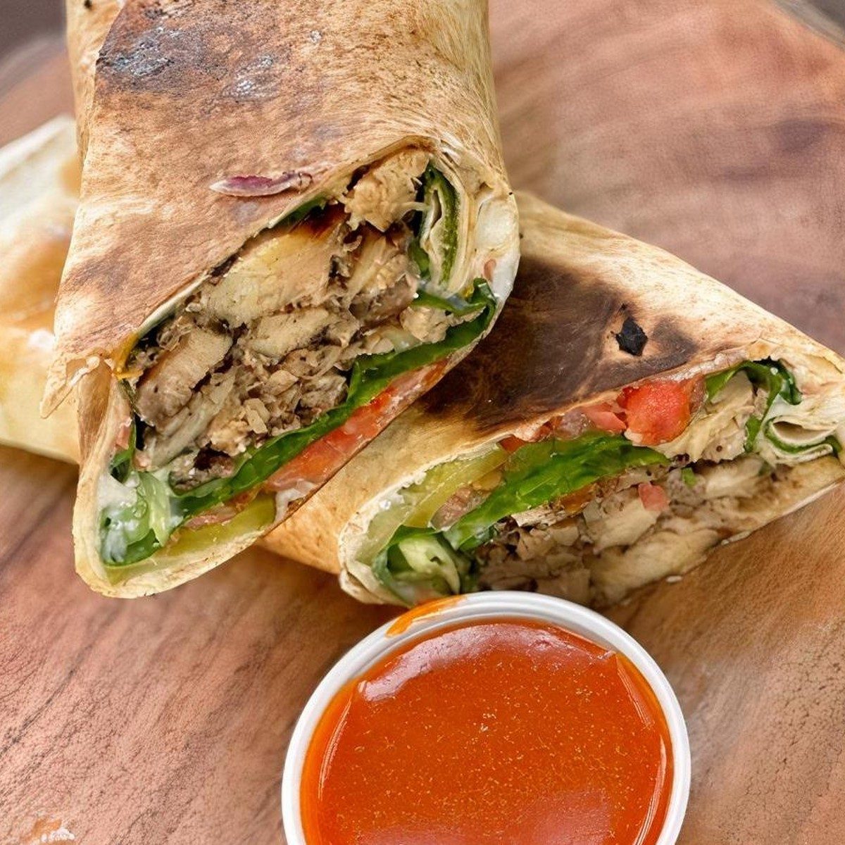 Buffalo Chicken Shawarma Wrap.